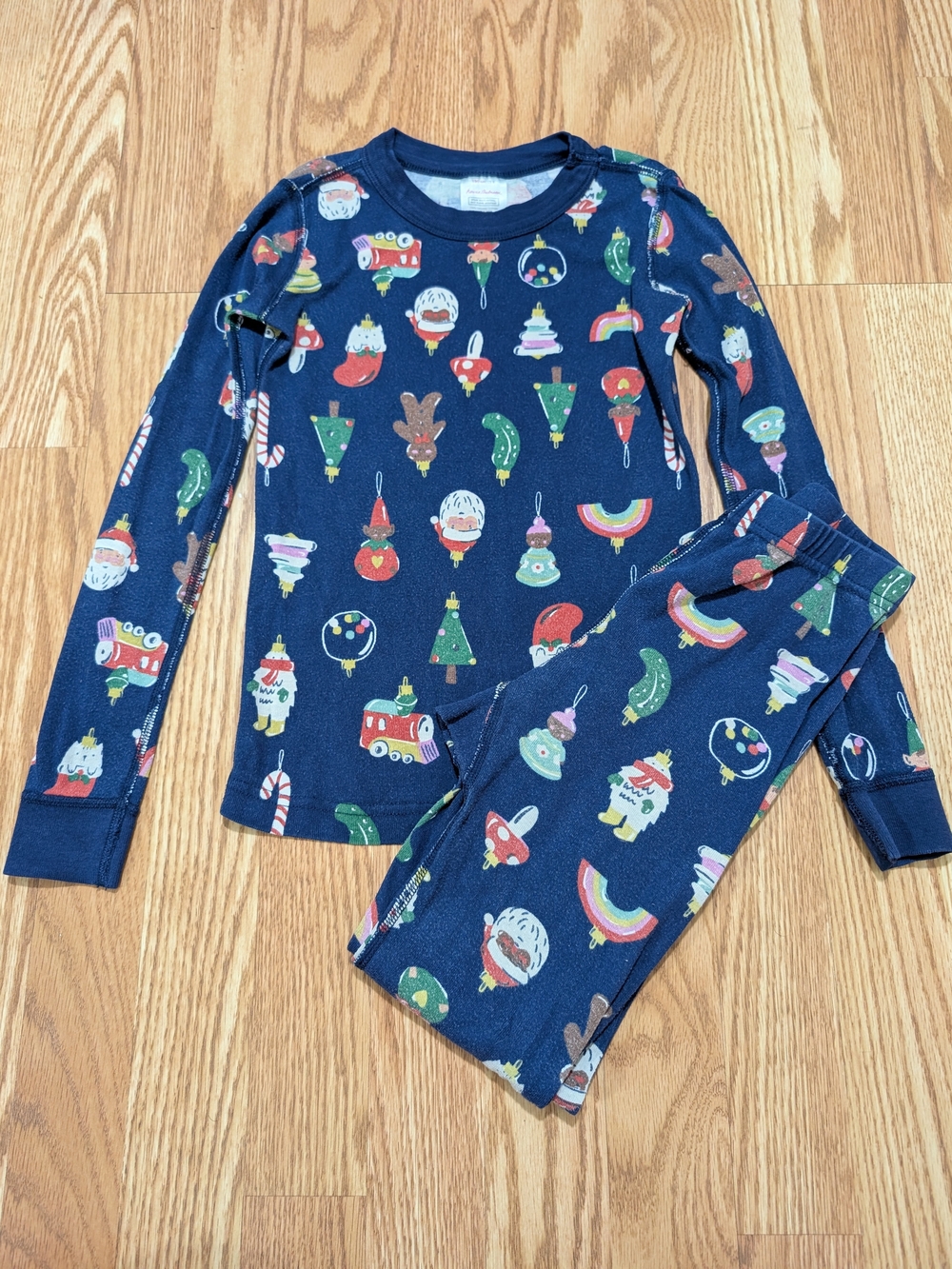 Hanna Andersson Navy Holiday Ornament Print Pajamas 130 8